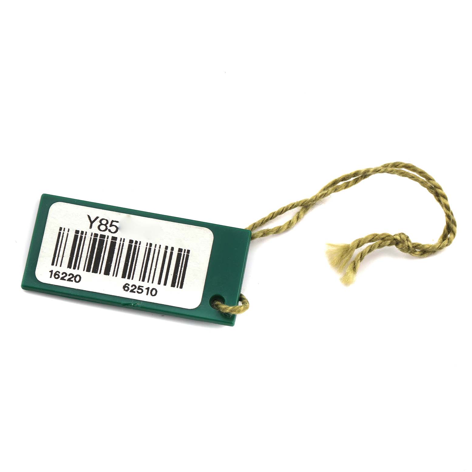 The image shows a green tag with a barcode and numbers, likely a part of the Rolex Datejust 16220 Men
s Stainless Steel Silver Dial 16220 Men
s Stainless Steel Silver Dial model packaging.