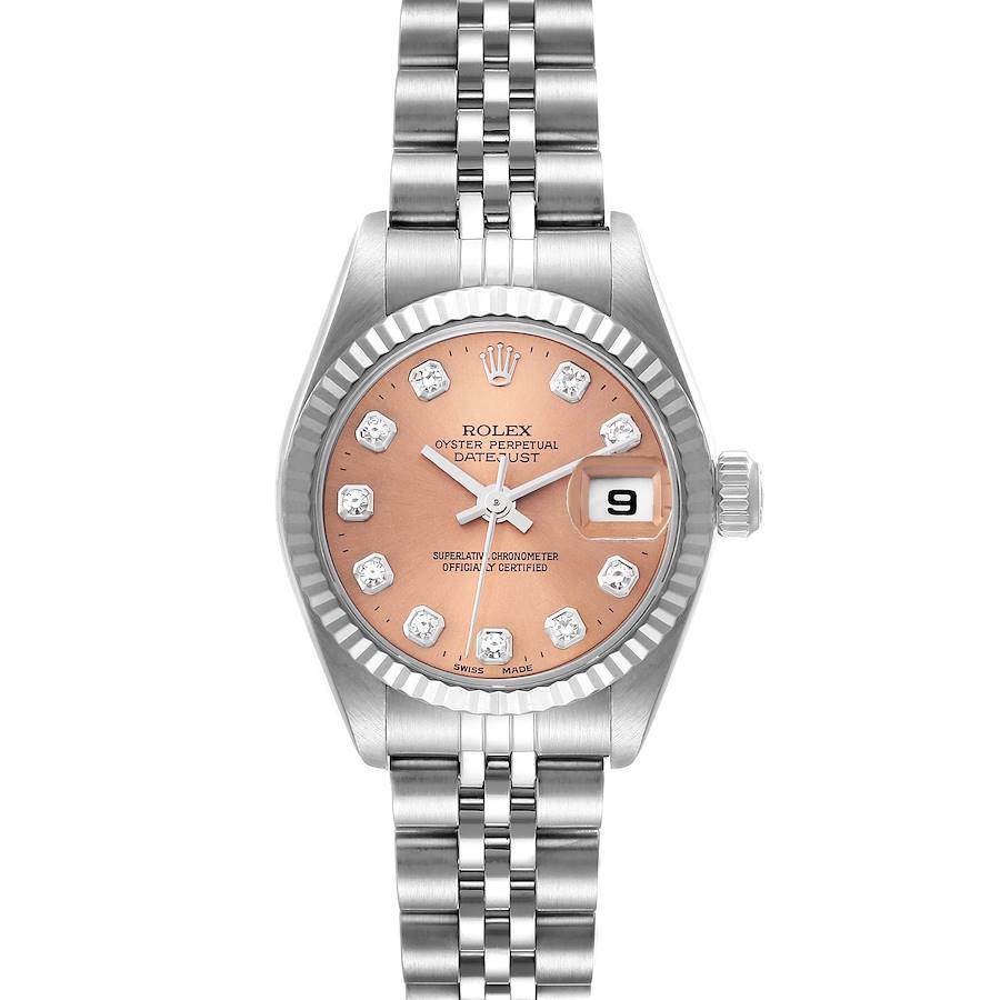 Rolex Datejust Steel White Gold Salmon Diamond Dial Ladies Watch 79174 Box Papers SwissWatchExpo