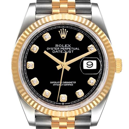 Photo of Rolex Datejust Steel Yellow Gold Black Diamond Dial Mens Watch 126233