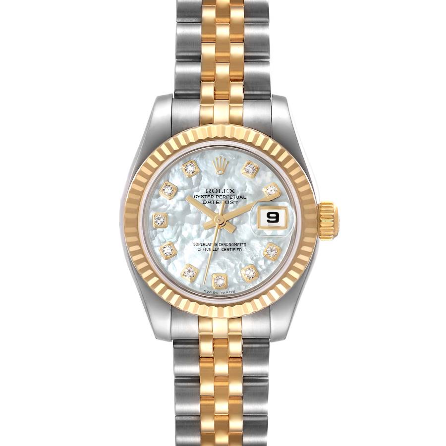 Rolex Datejust Steel Yellow Gold Mother Of Pearl Diamond Ladies Watch 179173 Box Papers SwissWatchExpo