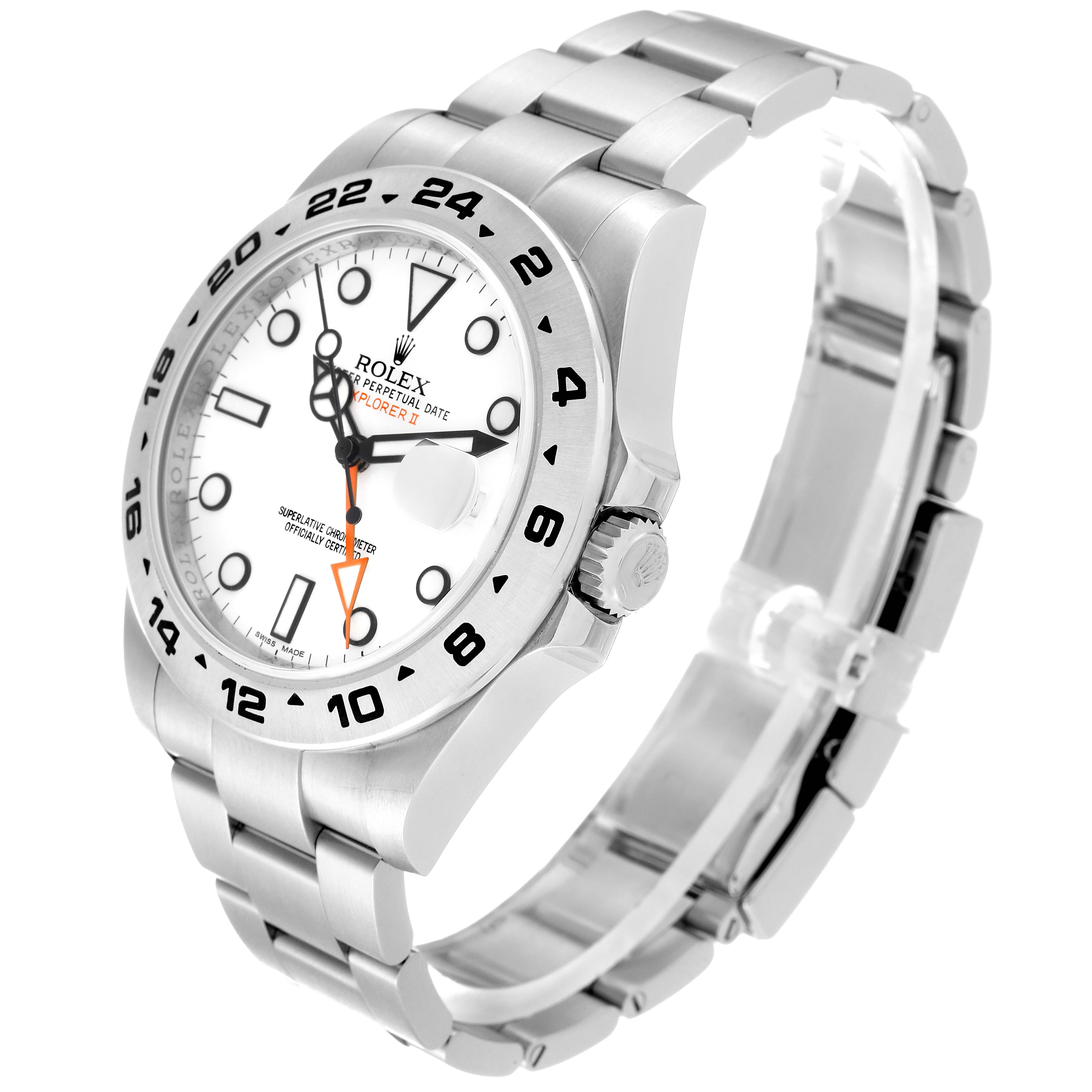 The image shows a side and partial front view of the Rolex Explorer 216570 Men's Stainless Steel White Dial 216570 Men's Stainless Steel White Dial watch, highlighting its dial, bezel, and bracelet.