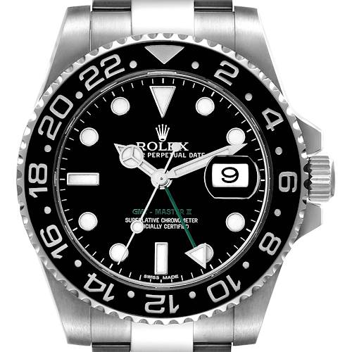 Photo of Rolex GMT Master II Black Dial Ceramic Bezel Steel Mens Watch 116710 Box Card