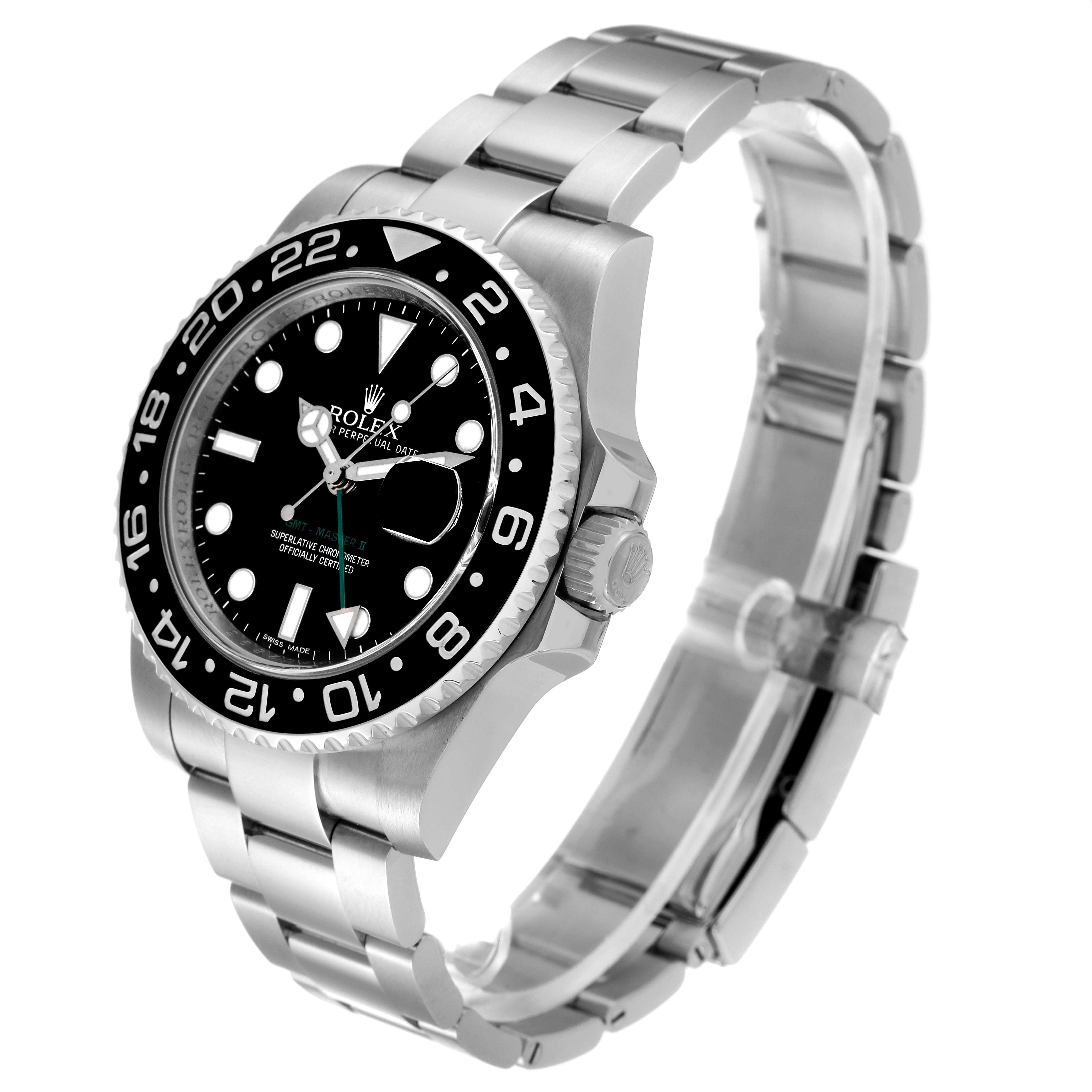 The image shows a Rolex GMT-Master 116710 Men
s Stainless Steel Black Dial 116710 Men
s Stainless Steel Black Dial watch at a three-quarter angle, displaying the face, bezel, and bracelet.