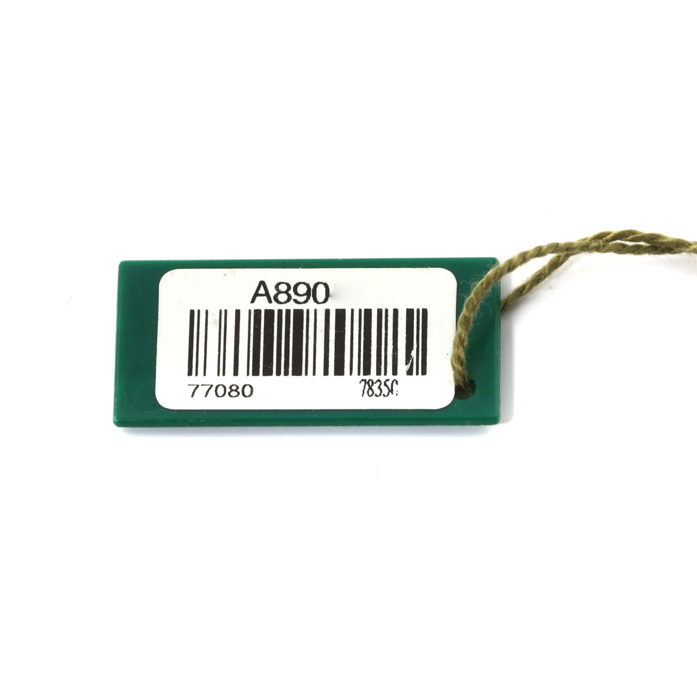 The image shows a green tag with a barcode, string, and alphanumeric code for the Rolex Oyster Perpetual watch.