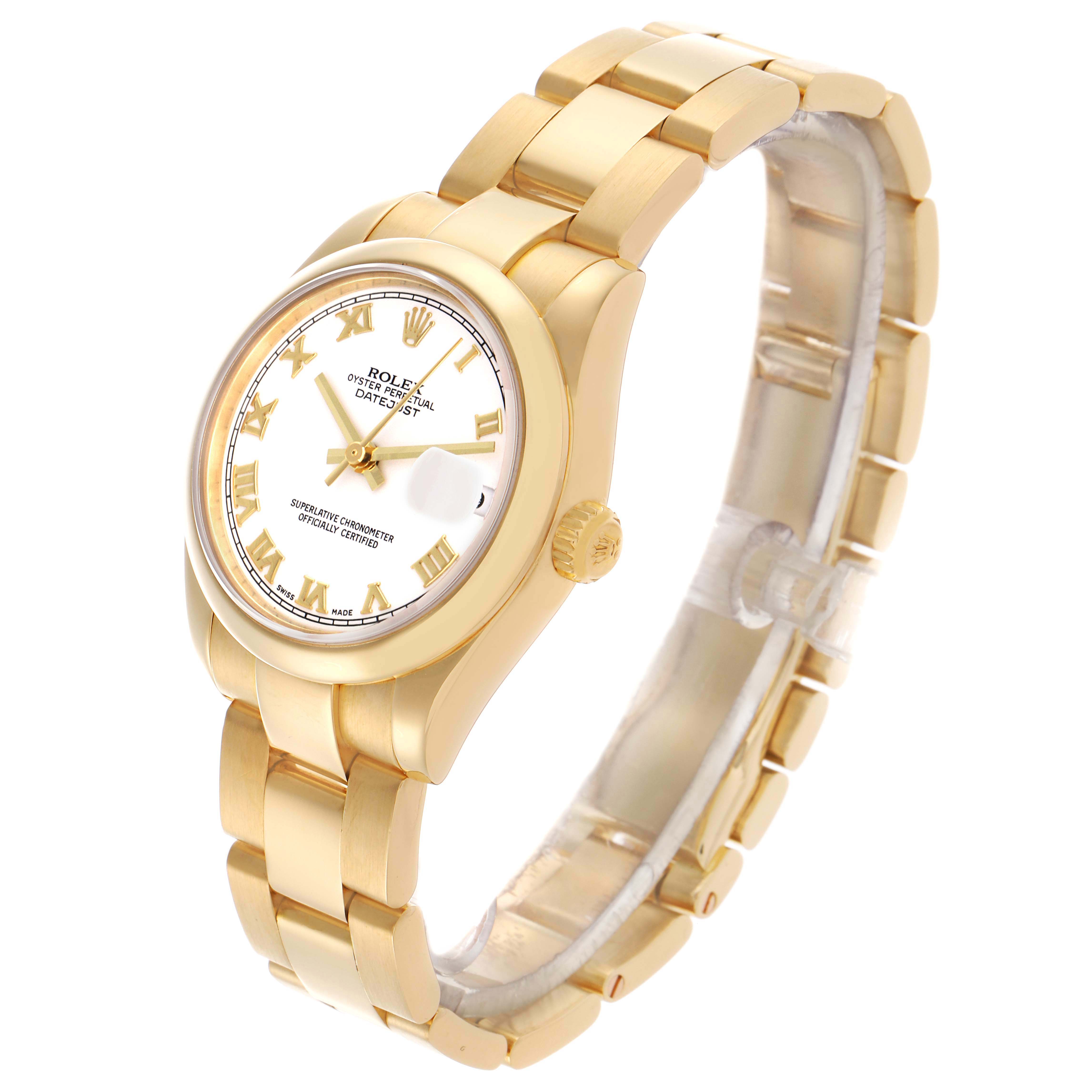 The Rolex Mid-Size watch is shown at an angled side view, highlighting the dial, bezel, crown, and bracelet.