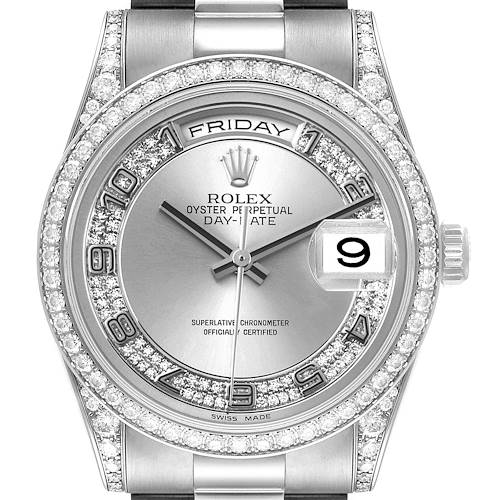 Photo of Rolex President Day-Date 18k White Gold Diamond Mens Watch 118389 Box Papers