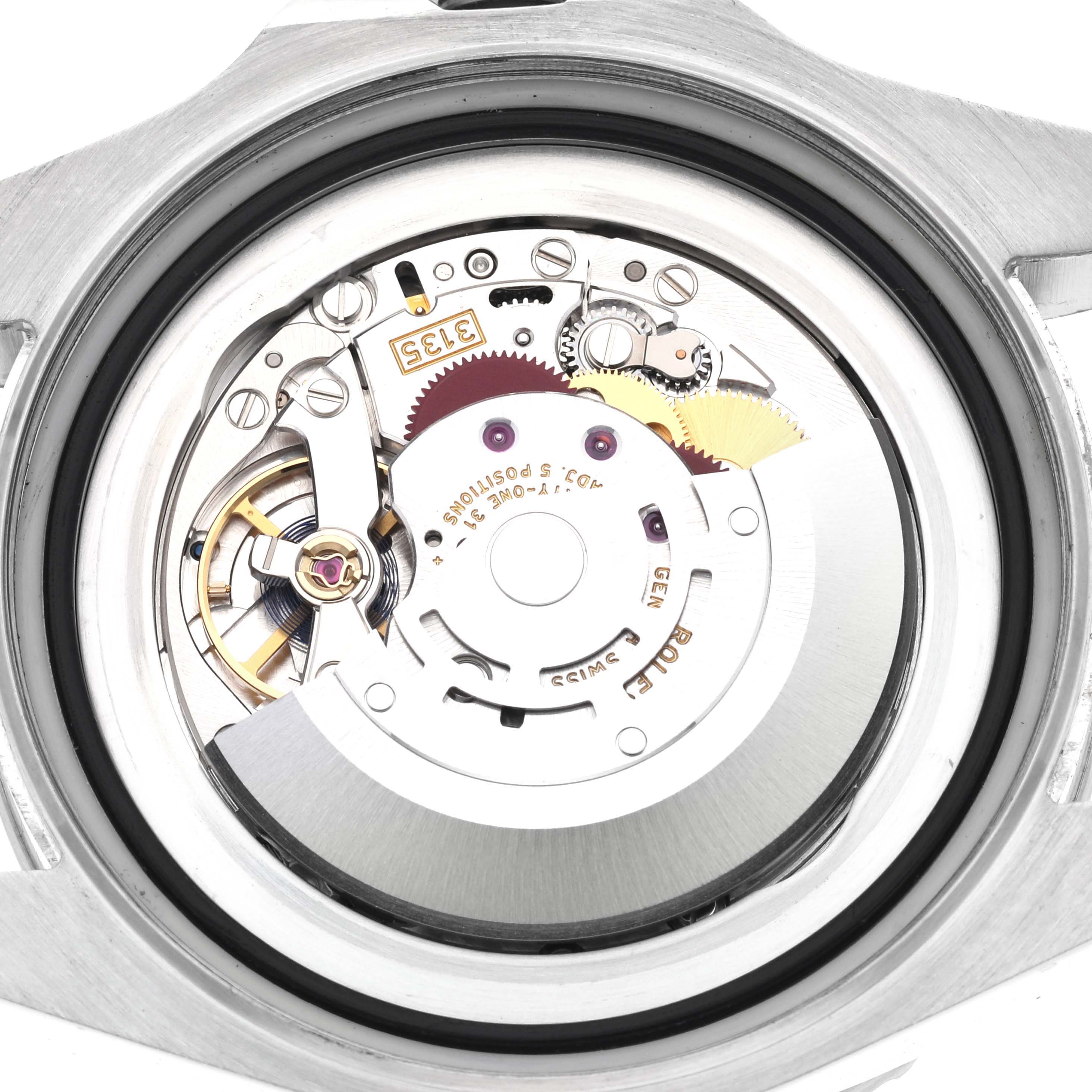 The image shows the watch movement of a Rolex Sea-Dweller 116660 Men's Stainless Steel Black Dial 116660 Men's Stainless Steel Black Dial, viewed from the back, highlighting its intricate mechanical components.