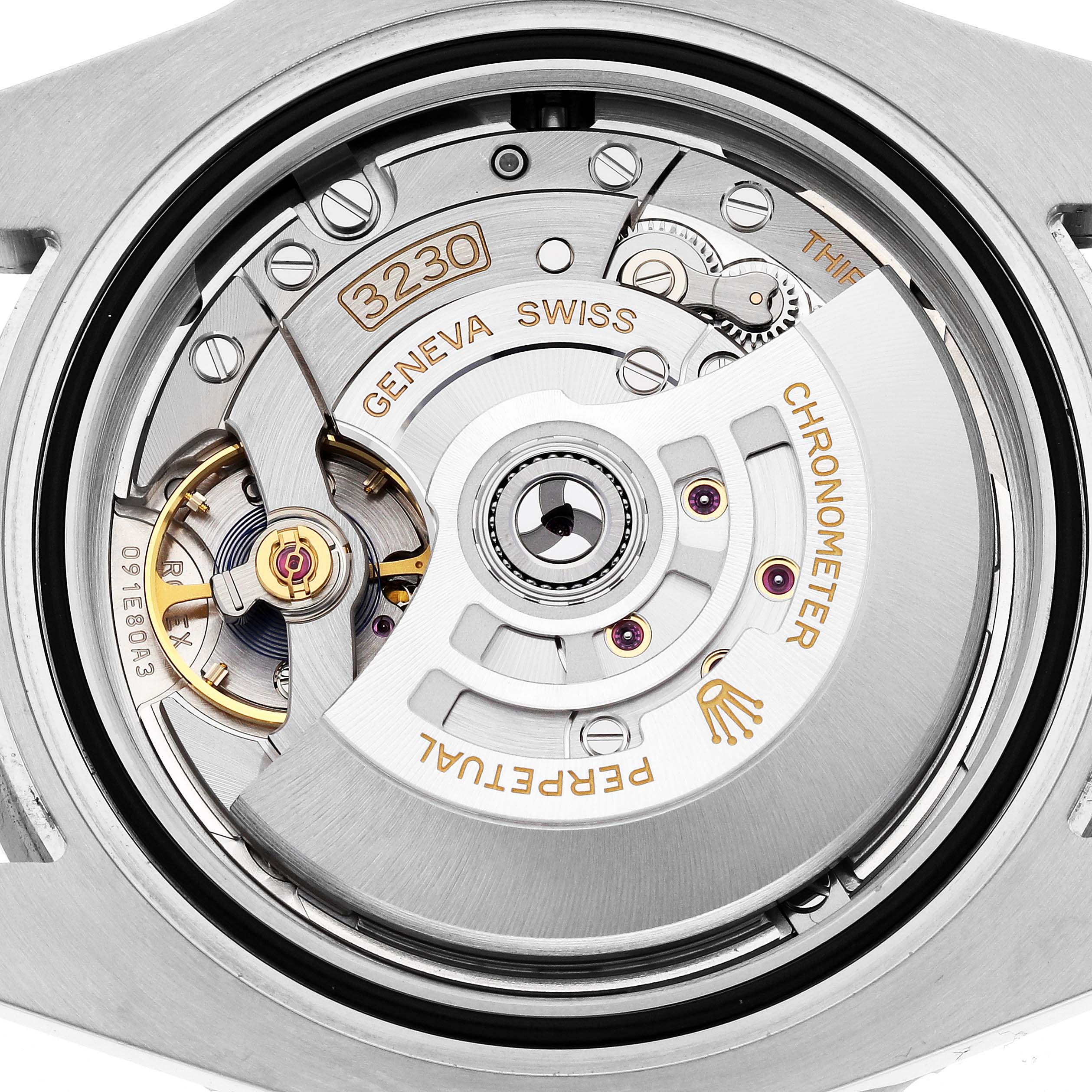 This image shows the intricate internal automatic movement mechanism of a Rolex Submariner 124060 Men
s Stainless Steel Black Dial 124060 Men
s Stainless Steel Black Dial watch.