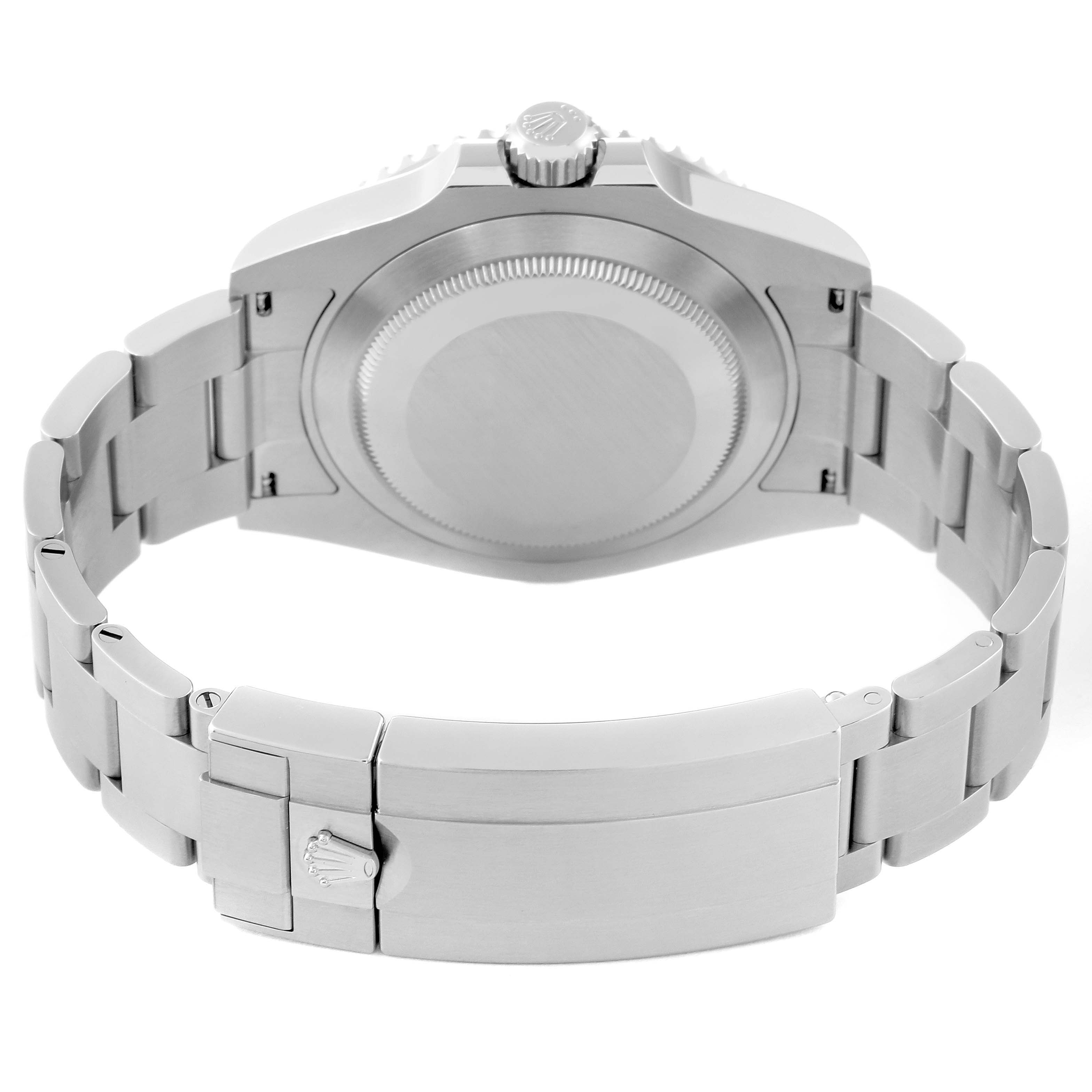 This image shows the back and bracelet of a Rolex Submariner 124060 Men
s Stainless Steel Black Dial 124060 Men
s Stainless Steel Black Dial watch from a rear angle.