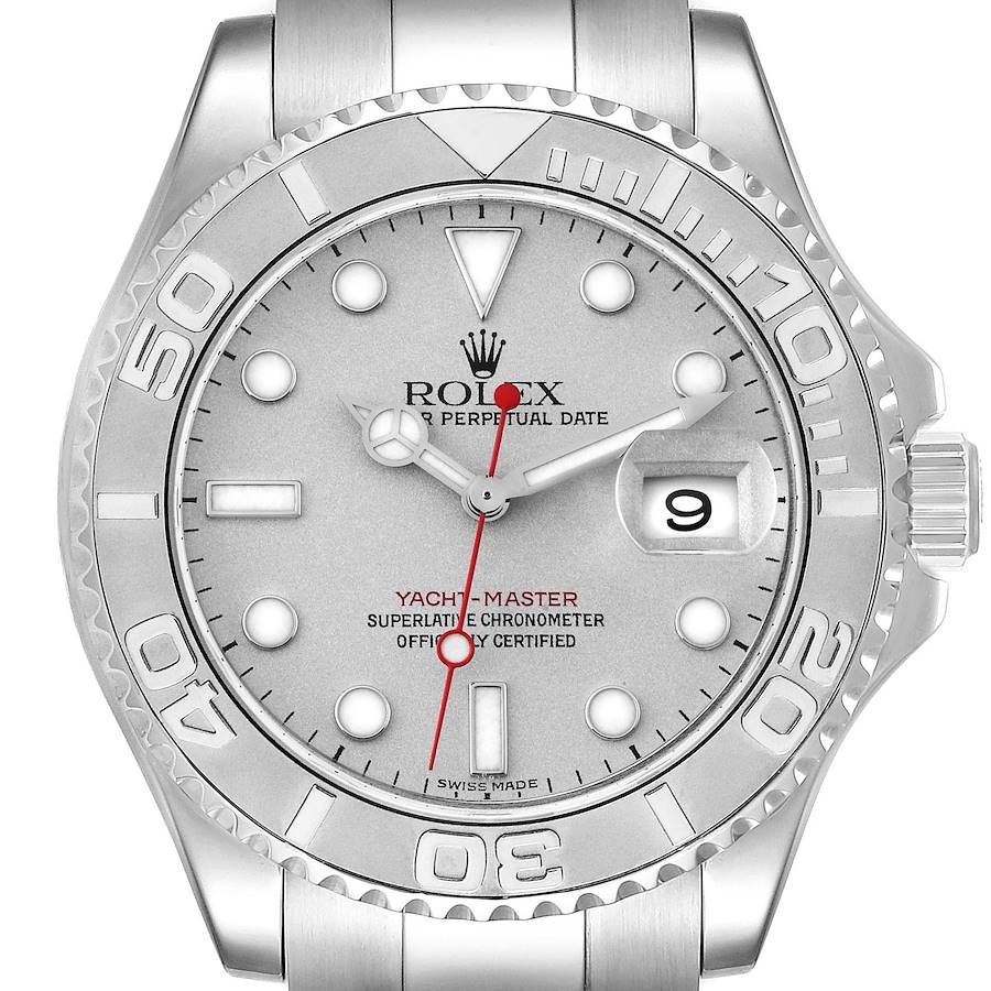 Rolex Yachtmaster Steel Platinum Dial Platinum Bezel Mens Watch 16622 SwissWatchExpo