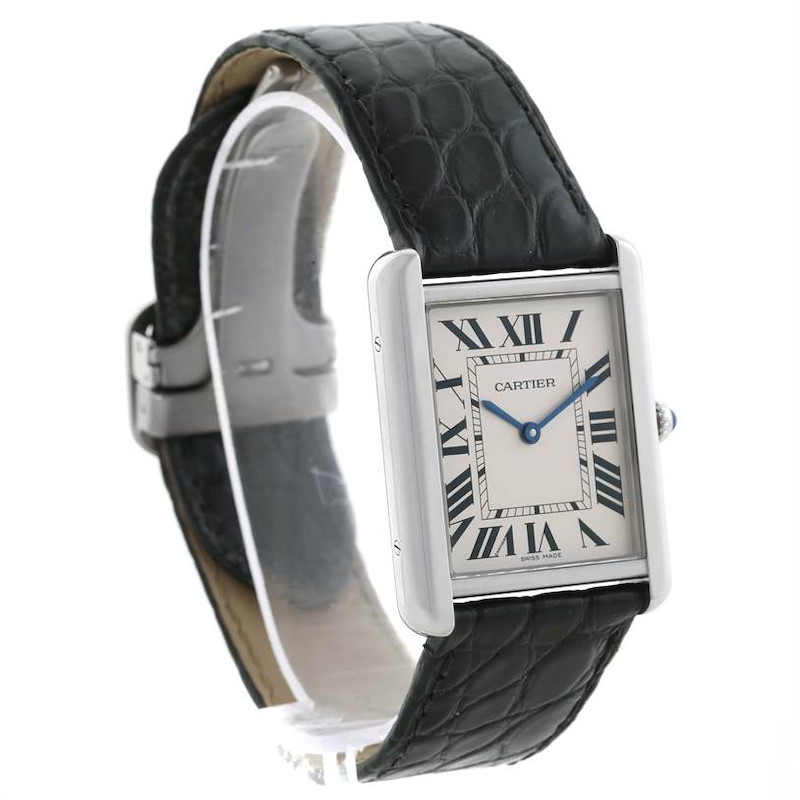Cartier Tank Solo Large Stainless Steel Black Strap Watch W1018355 SwissWatchExpo