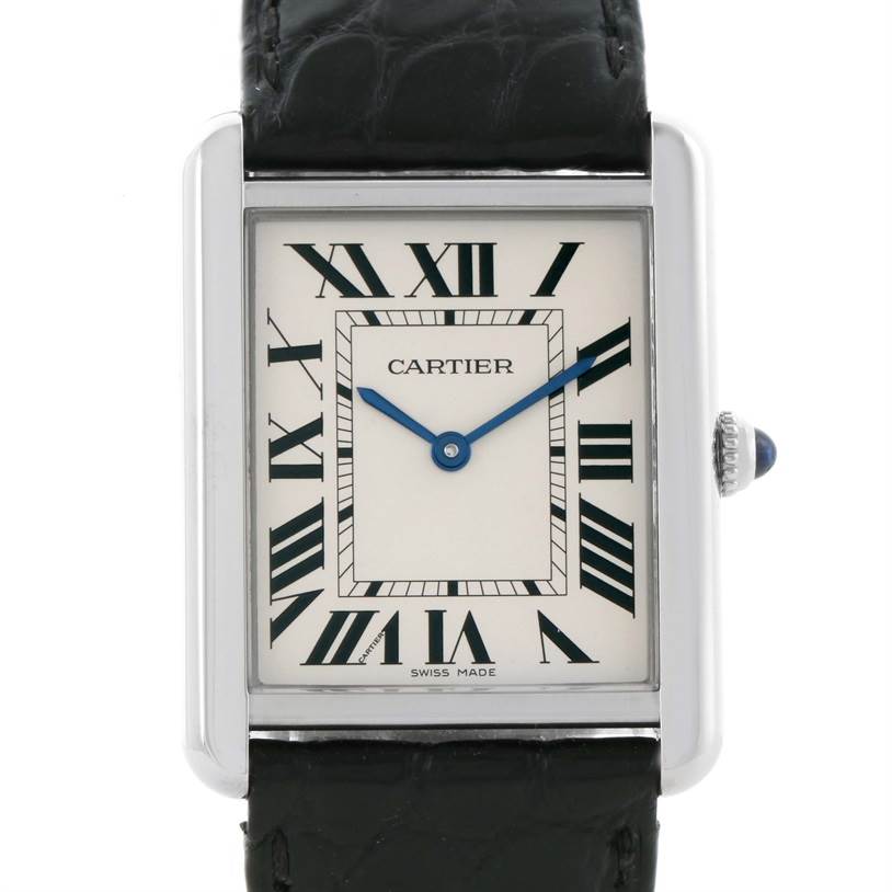 Cartier Tank Solo Large Stainless Steel Black Strap Watch W1018355 ...