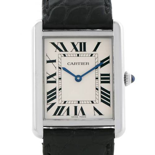 Photo of Cartier Tank Solo Large Stainless Steel Black Strap Watch W1018355