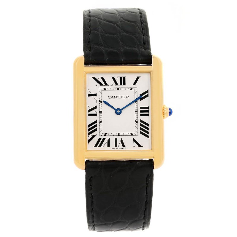 Cartier Tank Solo 18k Yellow Gold Black Strap Watch W1018855