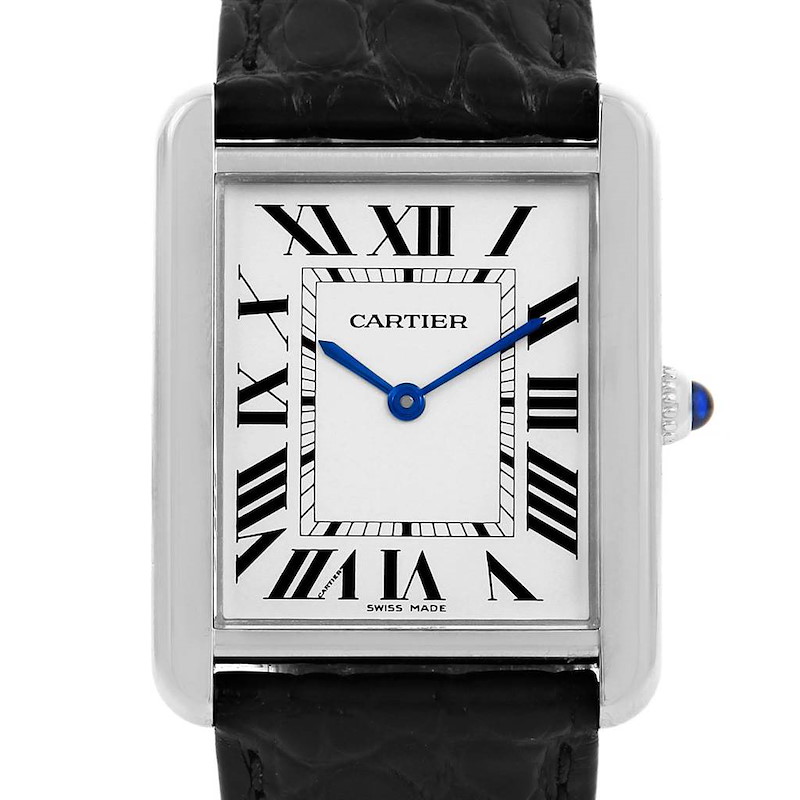 Cartier Tank Solo Large Steel Silver Dial Black Strap Watch W1018355 ...