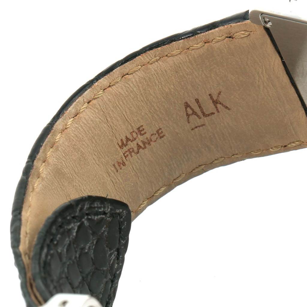 This image shows the inner leather strap of the Cartier Tank Solo W1018355 Men
s Stainless Steel Silver Dial W1018355 Men
s Stainless Steel Silver Dial watch.