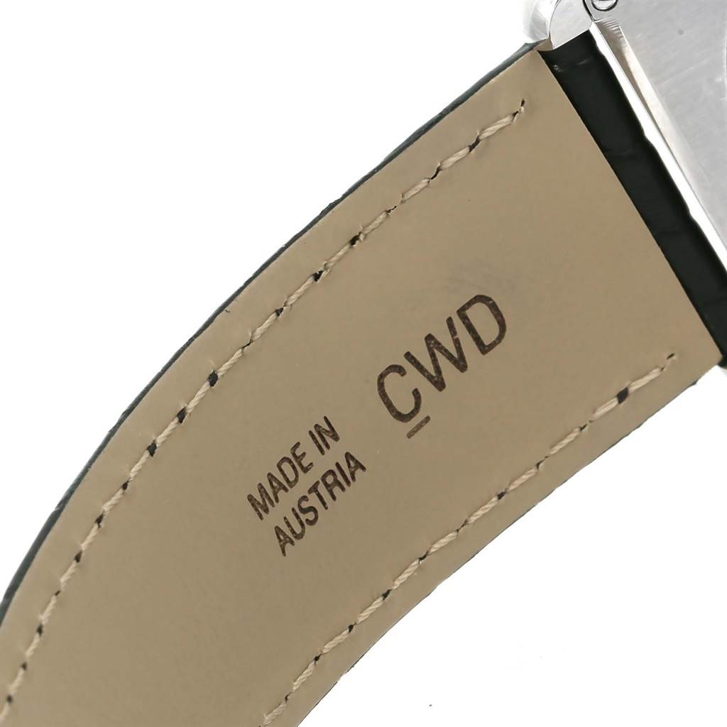 This image shows the inner side of the strap and part of the casing of a Cartier Tank Solo W1018355 Stainless Steel Silver Dial W1018355 Stainless Steel Silver Dial watch.