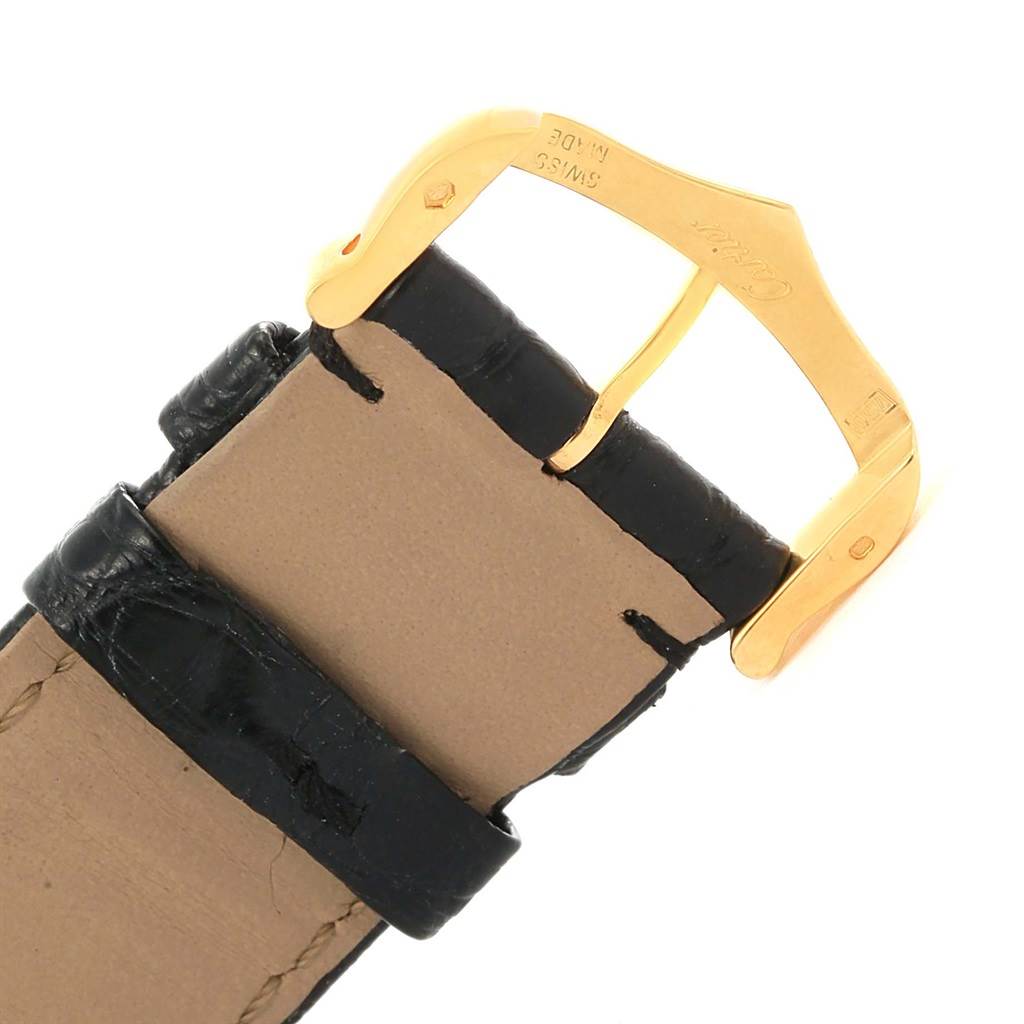 The image shows a close-up view of the strap and buckle of a Cartier Tank Solo W1018855 Steel and Gold (two tone) Silver Dial W1018855 Steel and Gold (two tone) Silver Dial watch.