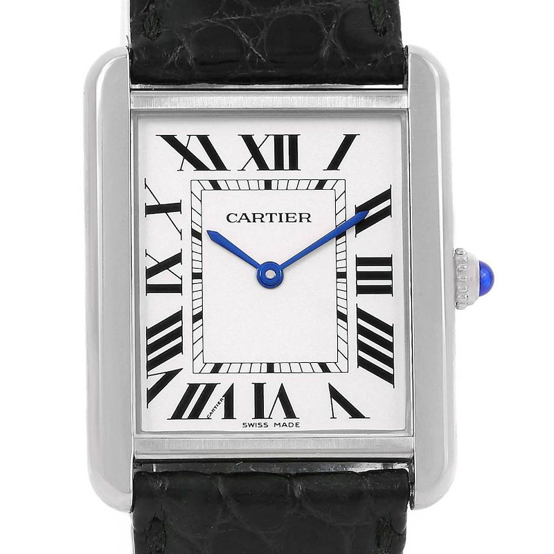 Cartier Tank Solo Large Steel Silver Dial Quartz Watch W1018355 SwissWatchExpo