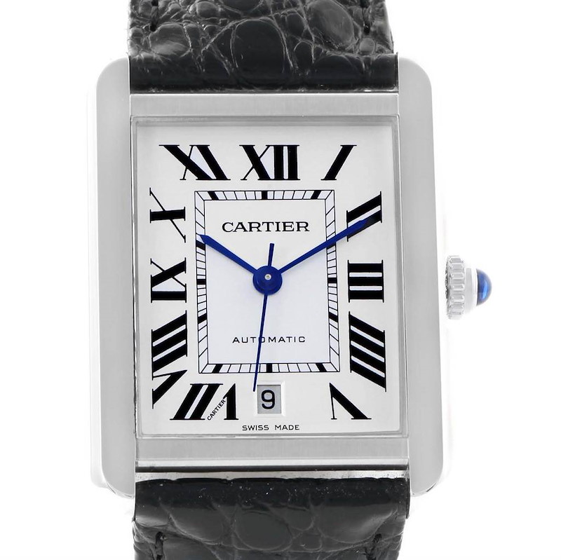 Cartier Tank Solo XL Automatic Silver Dial Mens Watch W5200027 SwissWatchExpo