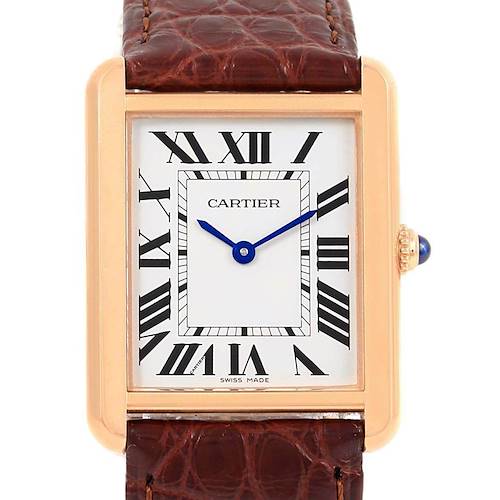 Photo of Cartier Tank Solo Rose Gold Steel Brown Strap Large Watch W5200025