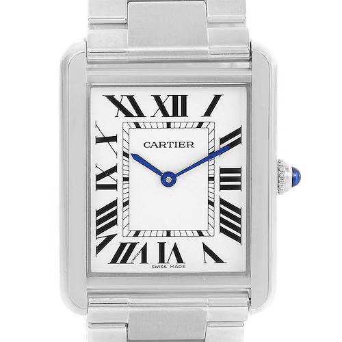 Photo of Cartier Tank Solo Silver Dial Steel Mens Watch W5200014 Box Papers