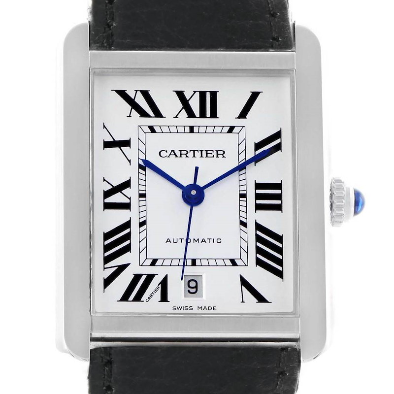 Cartier Tank Solo XL Automatic Date Stainless Steel Mens Watch W5200027 SwissWatchExpo