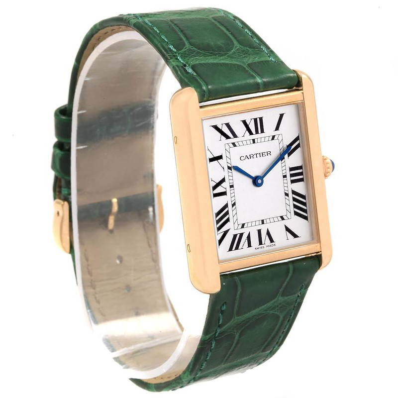 Cartier Tank Solo Large Yellow Gold Steel Green Strap Unisex Watch