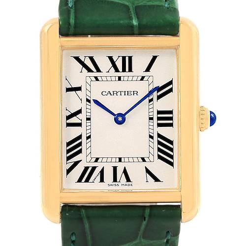 Photo of Cartier Tank Solo Large Yellow Gold Steel Green Strap Unisex Watch W1018855