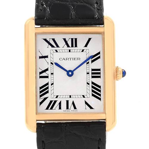 Photo of Cartier Tank Solo Yellow Gold Steel Mens Watch W1018855 Box Papers
