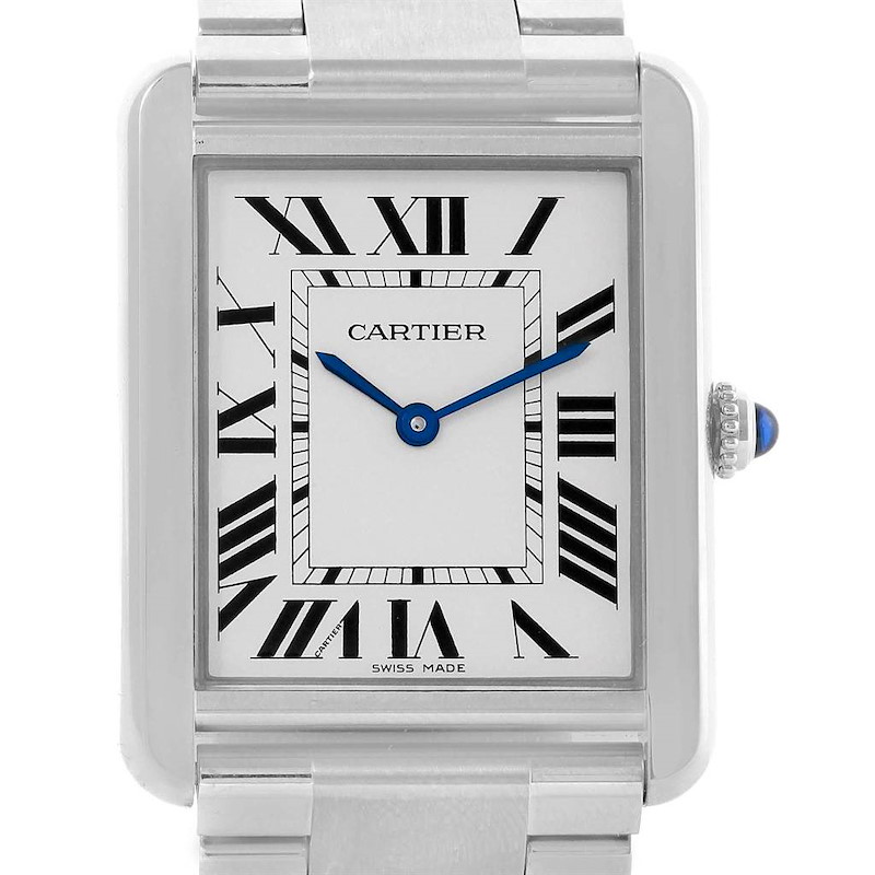 Cartier Tank Solo Silver Dial Steel Mens Watch W5200014 SwissWatchExpo