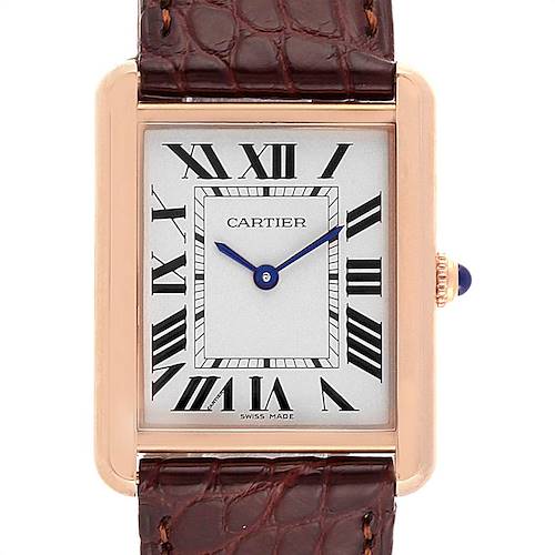 Photo of Cartier Tank Solo Rose Gold Steel Brown Strap Large Watch W5200025