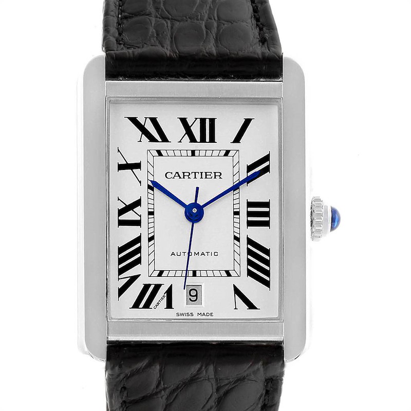 Cartier Tank Solo XL Automatic Date Stainless Steel Mens Watch W5200027 SwissWatchExpo