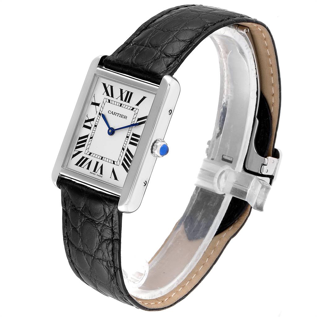 Cartier Tank Solo Steel Silver Dial Black Strap Unisex Watch W1018355 ...