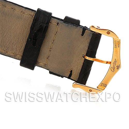 This image shows a close-up of the buckle and strap of a watch, labeled Cartier. It does not depict a Rolex Submariner W1018855 Men's Stainless Steel Silver Dial W1018855 Men's Stainless Steel Silver Dial model.