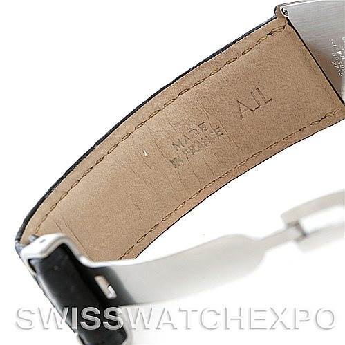 This image shows the underside of the leather strap and clasp of a Cartier Tank Solo W1018355 Men
s Stainless Steel Silver Dial W1018355 Men
s Stainless Steel Silver Dial watch.