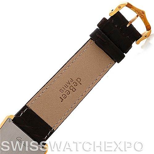 This image shows the strap and buckle of a Cartier Tank Solo W1018855 Men
s Steel and Gold (two tone) Silver Dial W1018855 Men
s Steel and Gold (two tone) Silver Dial watch viewed from the back.