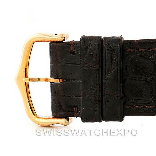 This image shows a close-up of the buckle and strap of the Cartier Tank Solo W1018855 Men
s Steel and Gold (two tone) Silver Dial W1018855 Men
s Steel and Gold (two tone) Silver Dial watch.