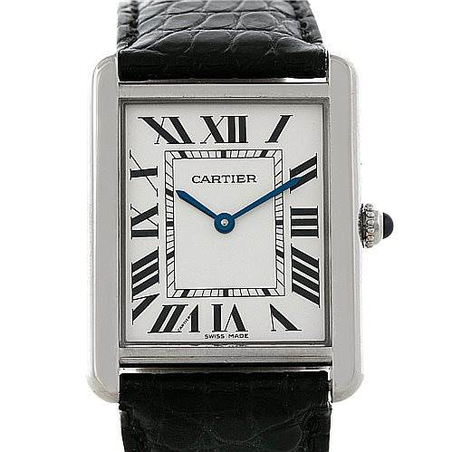 Cartier Tank Solo Large Steel Silver Roman Dial Watch W1018355
