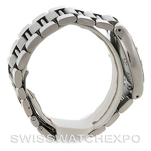 This image shows a side view of the bracelet and case of a Cartier Must 21 Chronoscaph W10172T2 Men
s Stainless Steel Black Dial W10172T2 Men
s Stainless Steel Black Dial watch.