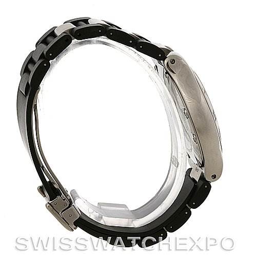 The image displays a side view of the Cartier Must 21 Chronoscaph W10125U2 Men
s Stainless Steel Black Dial W10125U2 Men
s Stainless Steel Black Dial watch, highlighting the band and case.