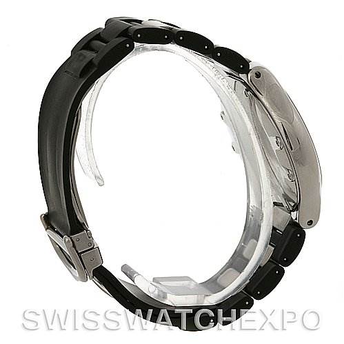 The image shows a side profile angle of the Cartier Must 21 Chronoscaph 2424 45122PL Men's Stainless Steel Black Dial 2424 45122PL Men's Stainless Steel Black Dial watch, focusing on the bracelet and case.