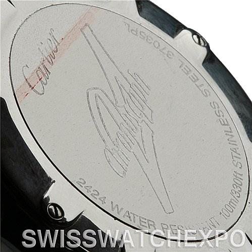 This image shows the back case of a Cartier Must 21 Chronoscaph W10125U2 Men's Stainless Steel Black Dial W10125U2 Men's Stainless Steel Black Dial watch.