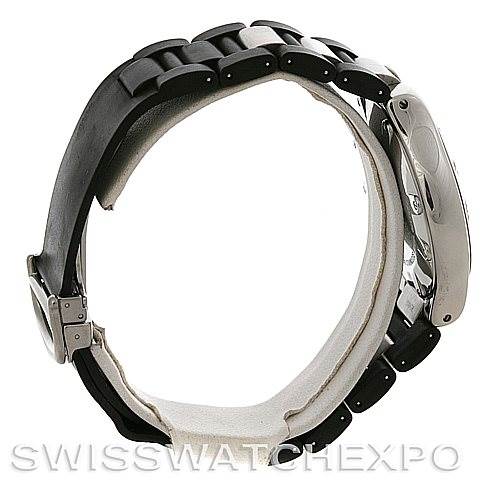 The image shows a side view of the Cartier Must 21 Chronoscaph W10125U2 Men
s Stainless Steel Black Dial W10125U2 Men
s Stainless Steel Black Dial watch, highlighting its band and case profile.