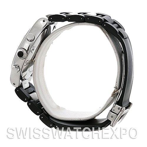 The image shows a side profile view of the Cartier Must 21 Chronoscaph W10125U2 Men
s Stainless Steel Black Dial W10125U2 Men
s Stainless Steel Black Dial watch, highlighting the side case and part of the bracelet.