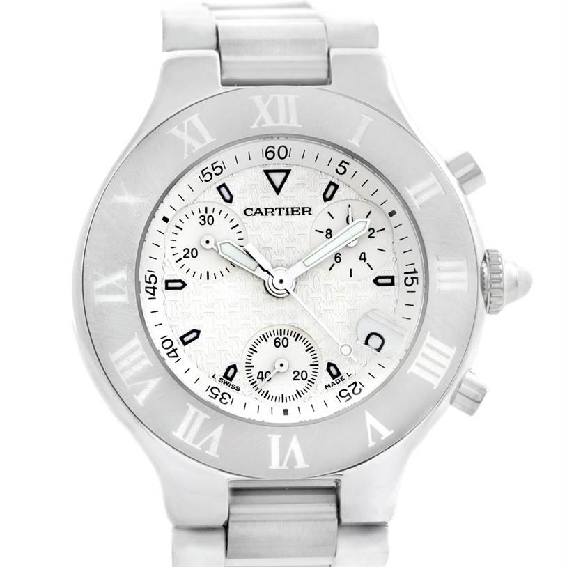 Cartier Must 21 Chronoscaph White Ruber Unisex Watch W10184U2 ...