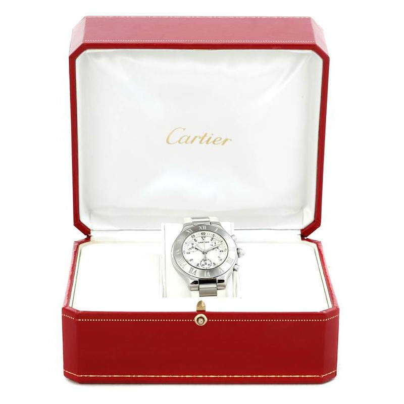 Cartier Must 21 Chronoscaph White Rubber Mens Watch W10184U2 ...