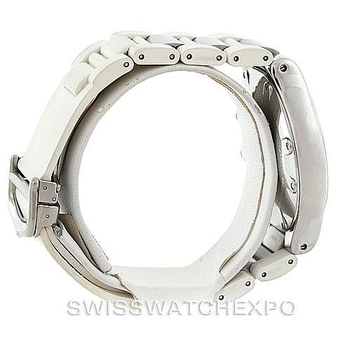 The image shows a side view of the Cartier Must 21 Chronoscaph W10184U2 Men's Stainless Steel White Dial W10184U2 Men's Stainless Steel White Dial watch, highlighting the bracelet and clasp.