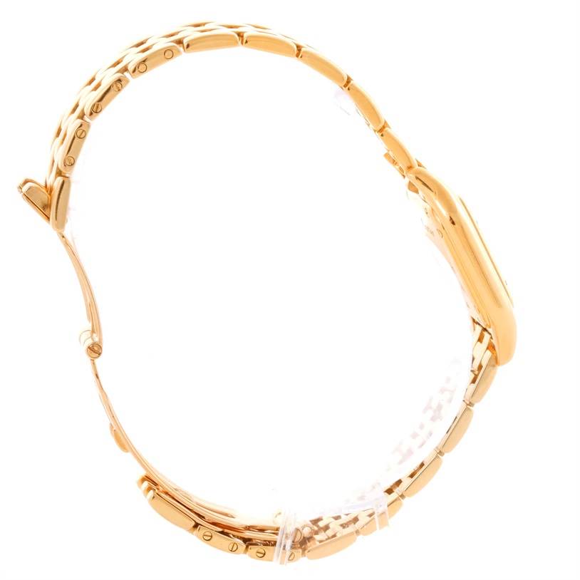 The image shows a side view of the Panthere model by Cartier, highlighting its bracelet and case.