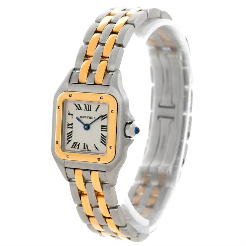 Cartier Panthere Ladies Steel 18K Yellow Gold 2 Row Watch W25029B6 SwissWatchExpo